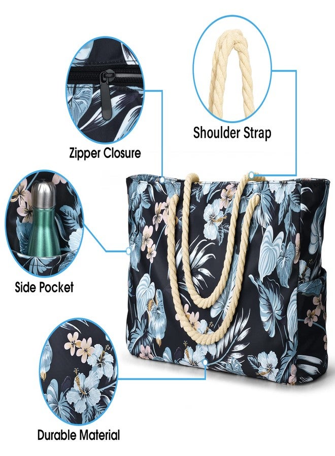 Becokan Beach Bag Large Beach Tote Bag for Women Waterproof Sandproof Swim Pool Bag With Zipper - Image 3